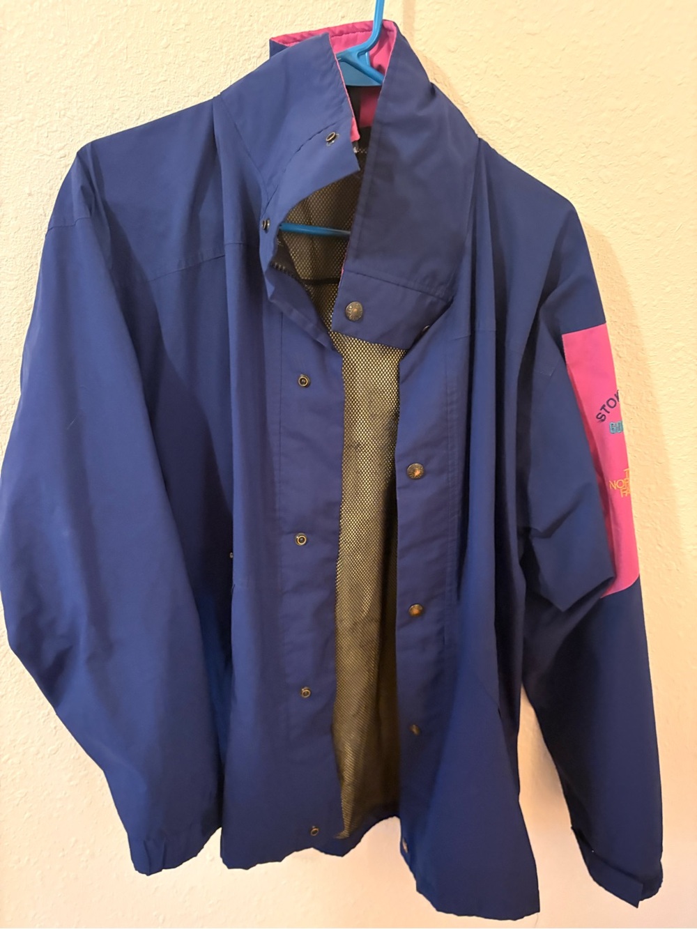 Vintage The North Face Navy Pink Jacket Retro Ski Rain Coat Goretex